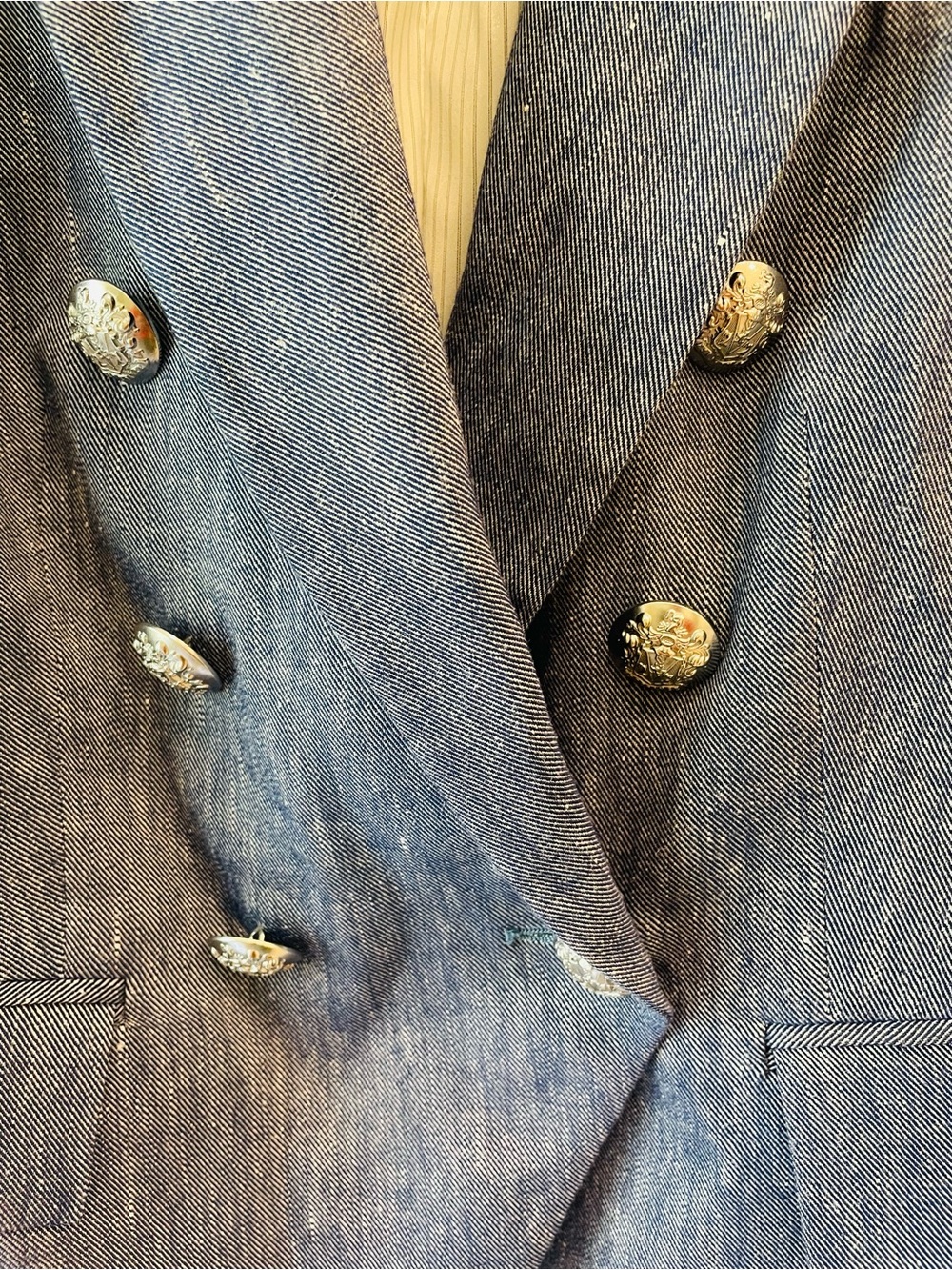 Veronica Beard Miller Linen Dickey Jacket in Blue Melange, Size 4 - Picture 5 of 6